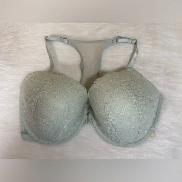 Victoria's Secret Racerback Front Closure Lace Demi Bra 38DDD Light Green